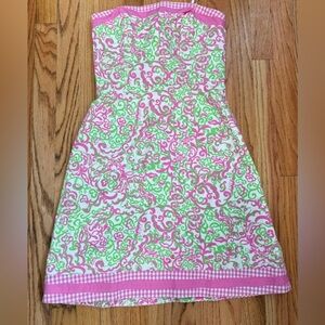 Lilly Pulitzer Sienna Strapless A-line Dress Size 4 Pink Floral Corset Party